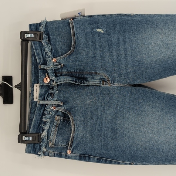 Good American Fringe High Rise Skinny Jeans Blue 10/30 distressed streetwear - Picture 3 of 11
